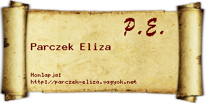 Parczek Eliza névjegykártya